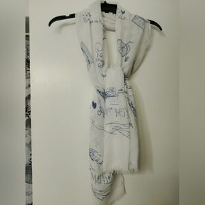 White and Blue Paris Scarf
